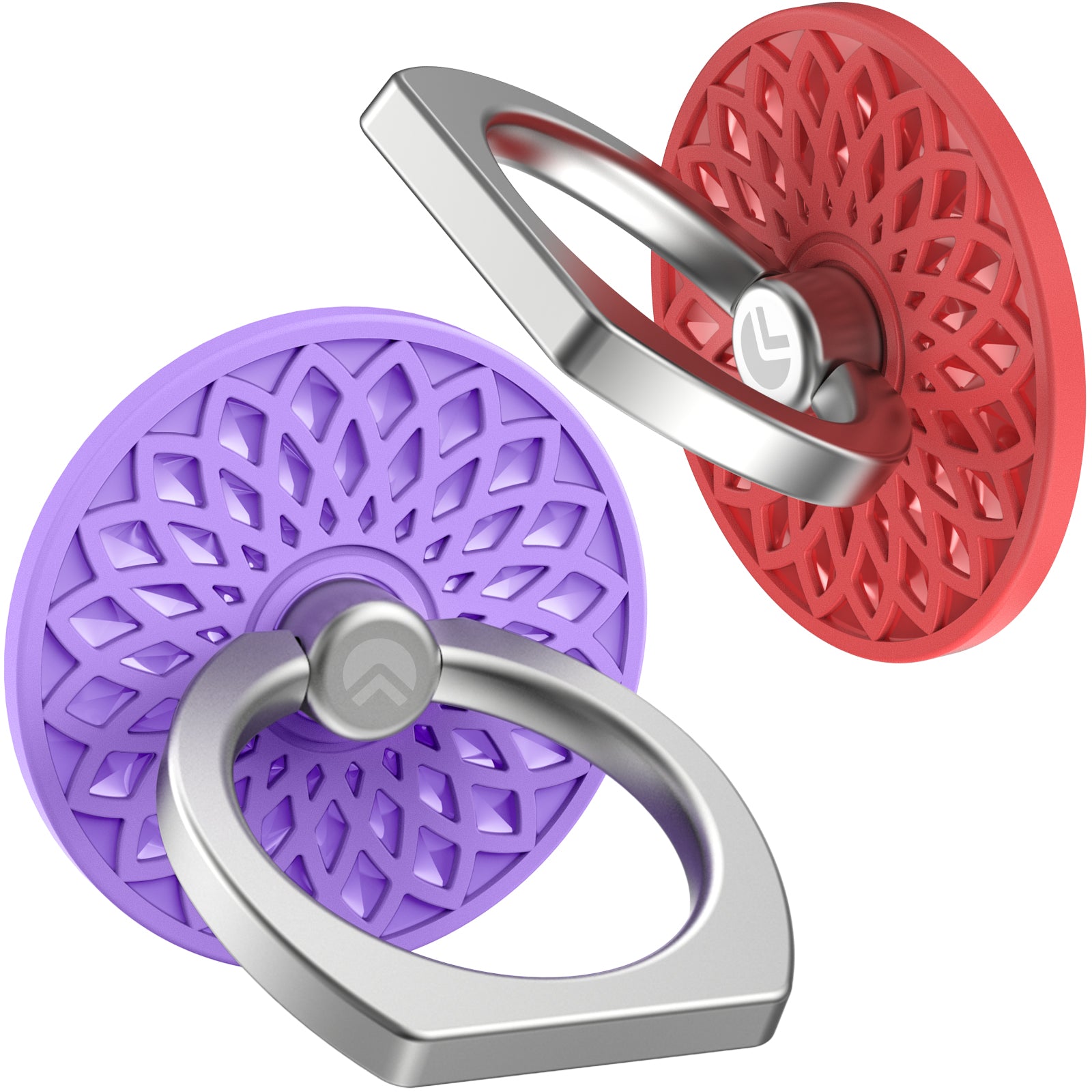 AHASTYLE ST13 2Pcs Flower Design 360-degree Rotating Ring Buckle Phone Holder Metal Cellphone Kickstand AHASTYLE ST13 2Pcs Flower Design 360-degree Rotating Ring Buckle Phone Holder Metal Cellphone Kickstand